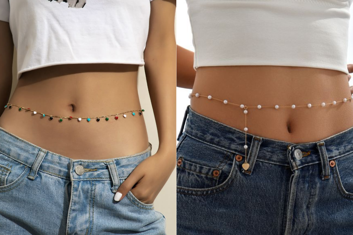Classy Belly Chain Designs: डेनिम जीन्स से लेकर साड़ी पर स्टाइल करें ये लेटेस्ट बेली चेन 2 Classy Belly Chain 6