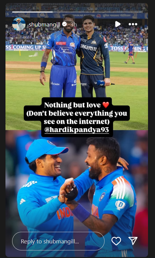 'ईगो क्लैश' पर आया शुभमन गिल का बयान, हार्दिक के साथ तस्वीर शेयर कर दिया जवाब 2 Screenshot 2025 05 31 200044