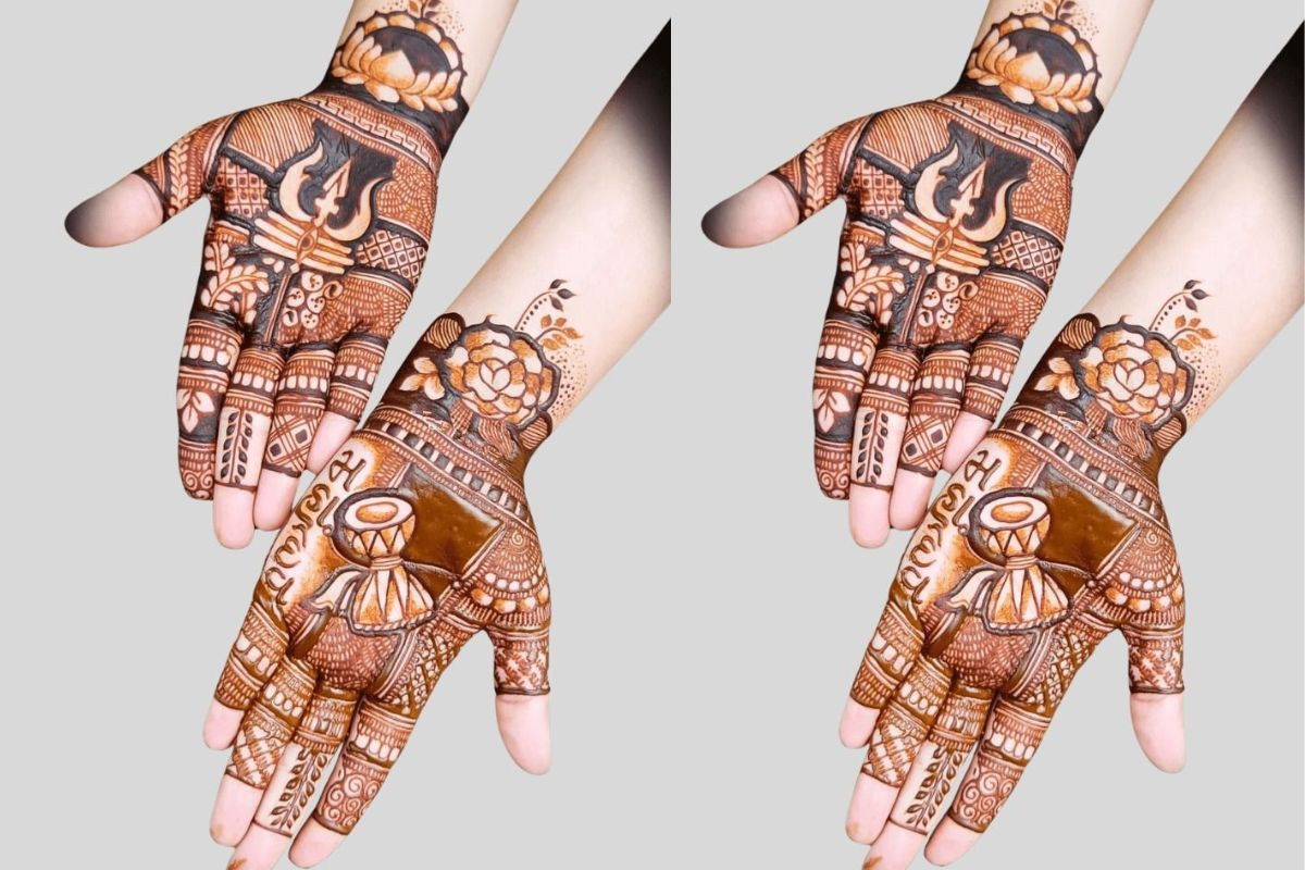Sawan Mehndi Designs 2025: श्रावण में शिव की छवि बनी मेंहदी का श्रृंगार, हर डिजाइन में बसी है भक्ति और प्यार 2 Sawan Mehndi Design 1