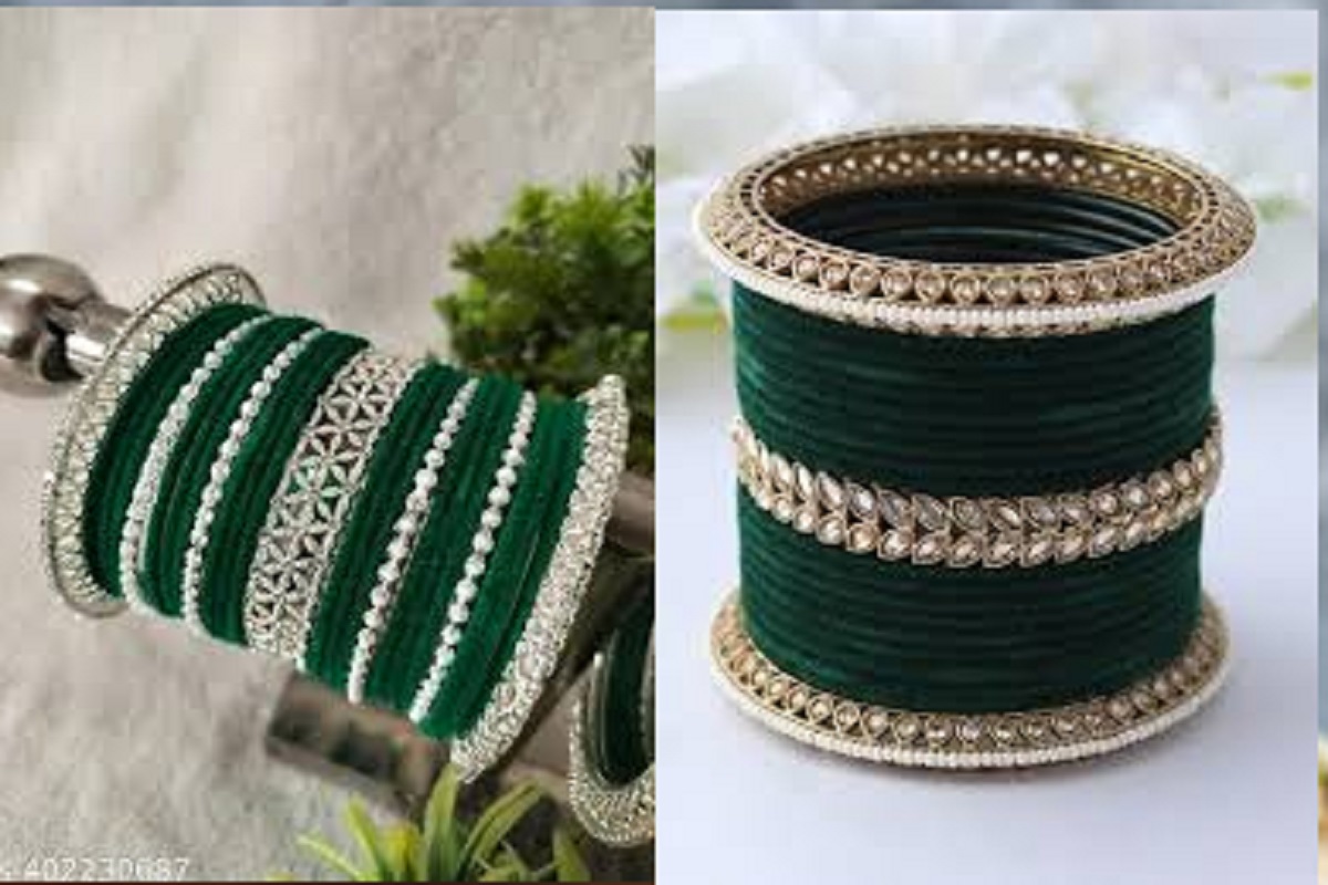Green Bangle Set: हरी चूड़ियां चुरा लेंगी पिया जी का दिल, हाथों पर सजायें ये हरी-हरी चूड़ियां 2 Velvet Bangel