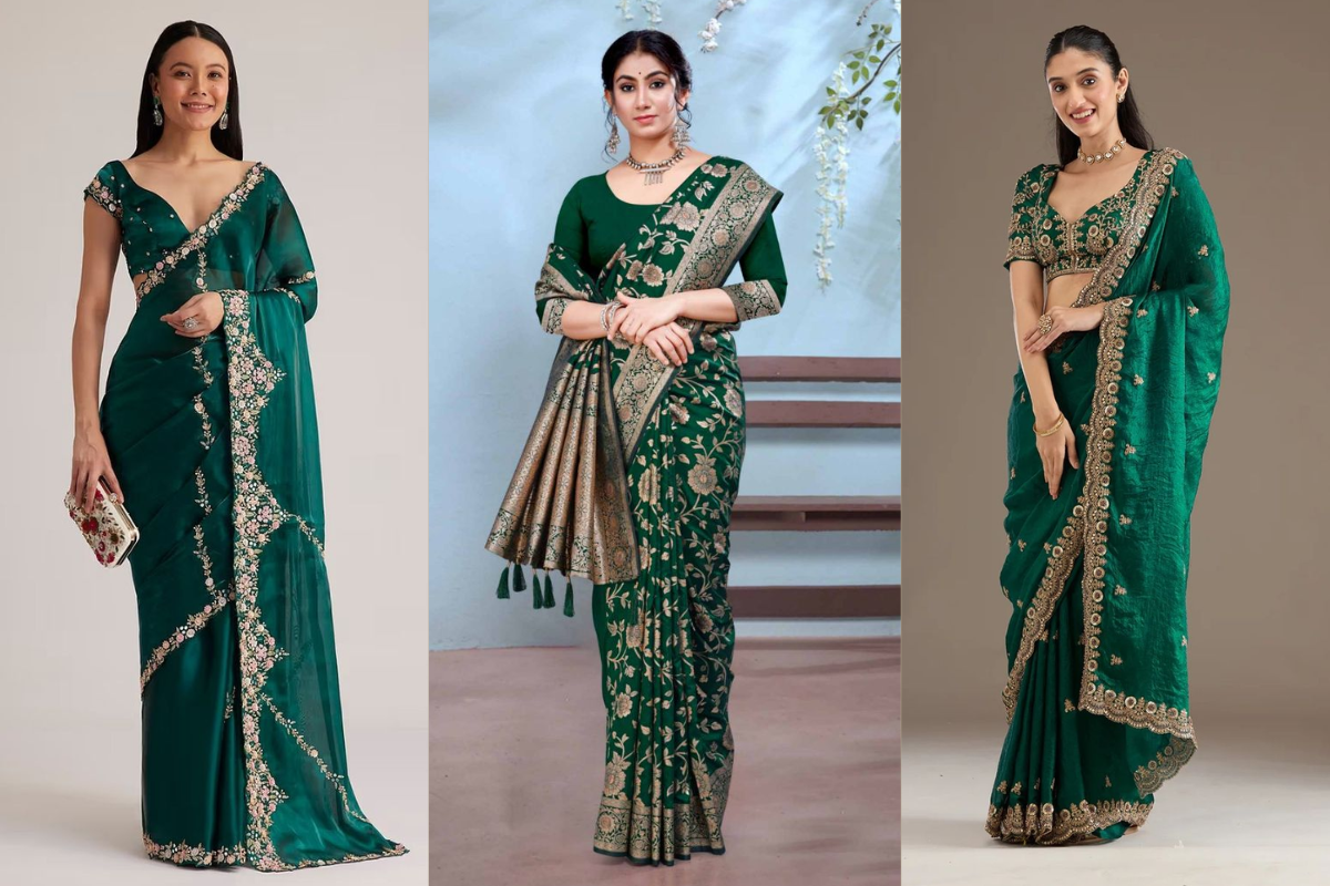 Green Saree Designs: सावन और हरियाली तीज पर पहनें ये हरी साड़ियों के बेस्ट डिजाइन 2 Green Saree Designs