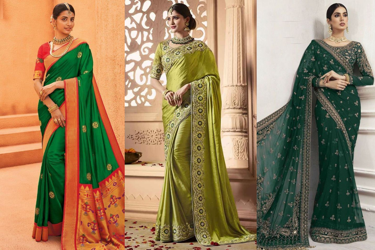 Green Saree Designs: सावन और हरियाली तीज पर पहनें ये हरी साड़ियों के बेस्ट डिजाइन 3 Green Sari 2