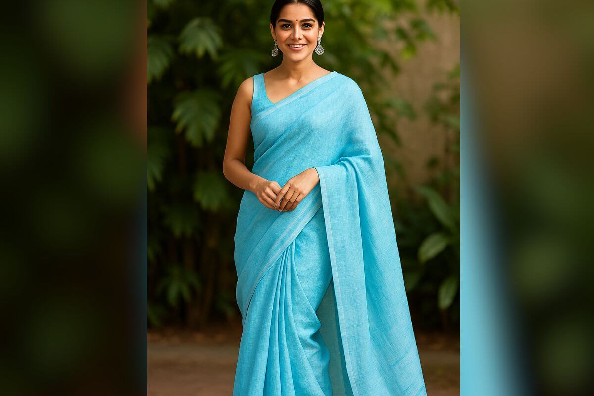 Saree Ideas For Monsoon: रिमझिम फुहारों में खिल उठेगा आपका अंदाज, इन साड़ियों से पाएं परफेक्ट लुक 5 Linen Saree 1