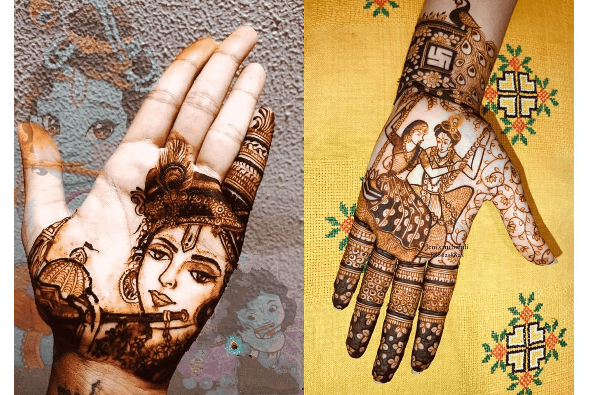 Radha Krishna Mehndi Design: राधा अष्टमी पर लगाएं खूबसूरत मेहंदी डिजाइन भक्ति के रंग में रंगे अपने हाथ 5 Beautiful Radha Krishna Mehndi Design Images 1