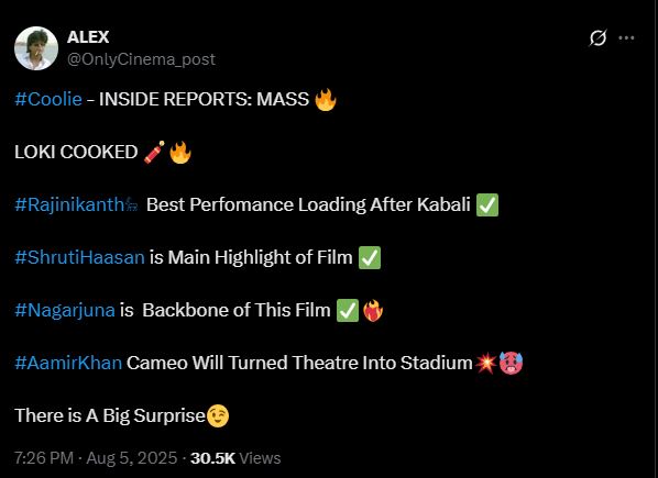 Coolie Review Hit Or Flop: रजनीकांत की फिल्म फ्लॉप हुई या हिट, पहला रिव्यू आउट, मिले इतने स्टार्स 3 Capture