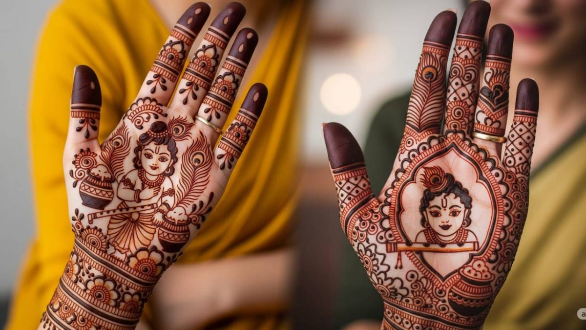 Ai Janmashtami Mehndi Design: 5 मिनट में हाथों पर लगाएं कान्हा वाली मेहंदी डिजाइन, हाथ दिखेंगे खूबसूरत 3 Janmashtami Special Mehndi Design