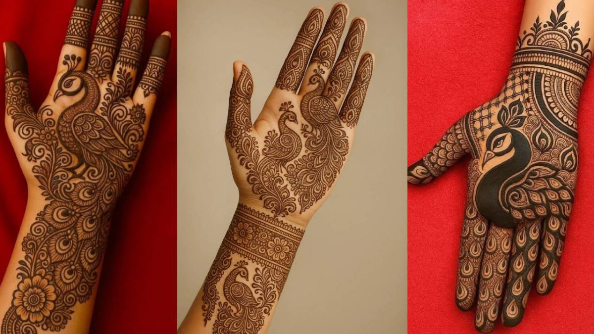 Ai Janmashtami Mehndi Design: 5 मिनट में हाथों पर लगाएं कान्हा वाली मेहंदी डिजाइन, हाथ दिखेंगे खूबसूरत 7 Peacock Mehndi Design 1 1