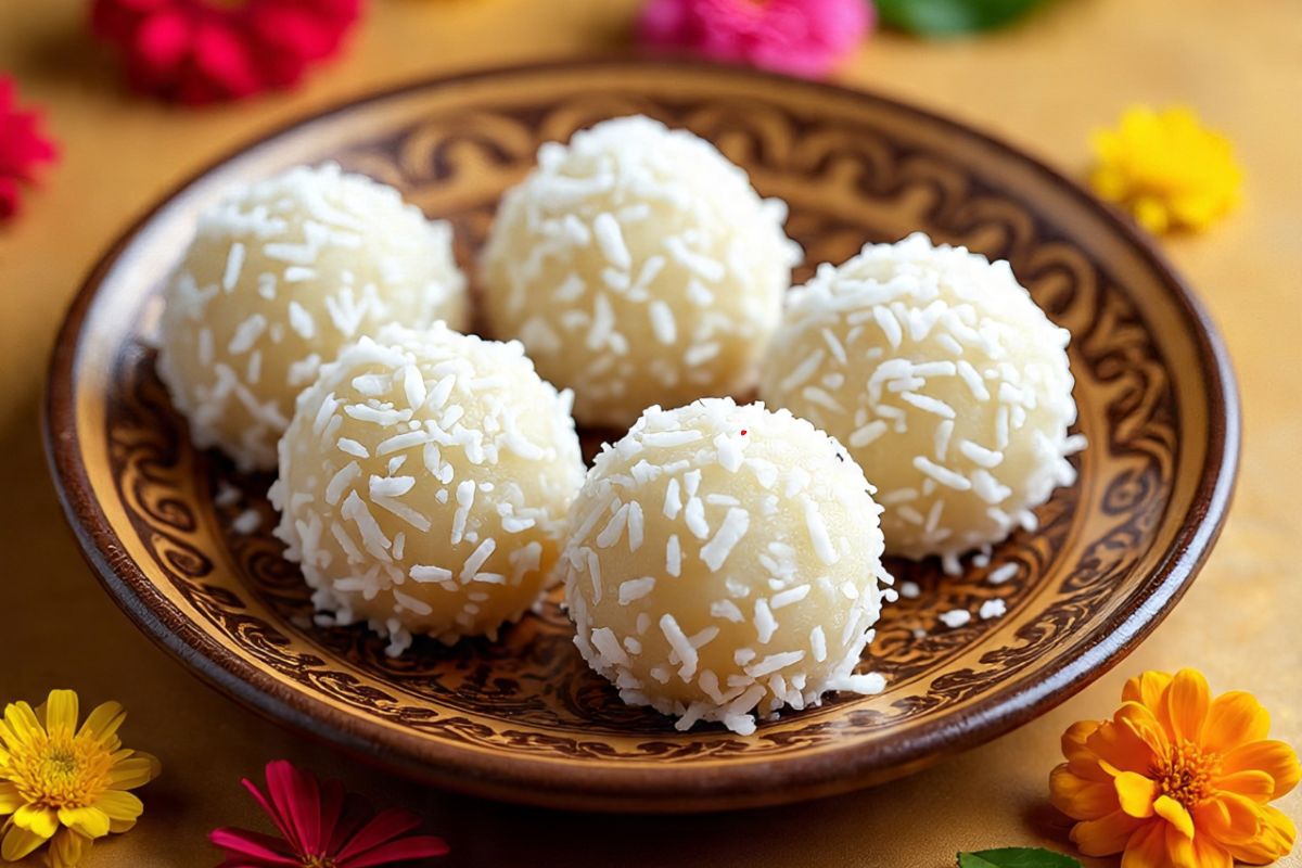 Janmashtami 3 Special Prasad: भगवान कृष्ण के लिए तैयार करें सुपर स्पेशल माखन वाले प्रसाद, हर बाइट में भक्ति का स्वाद! 4 Coconut Ladoo Image