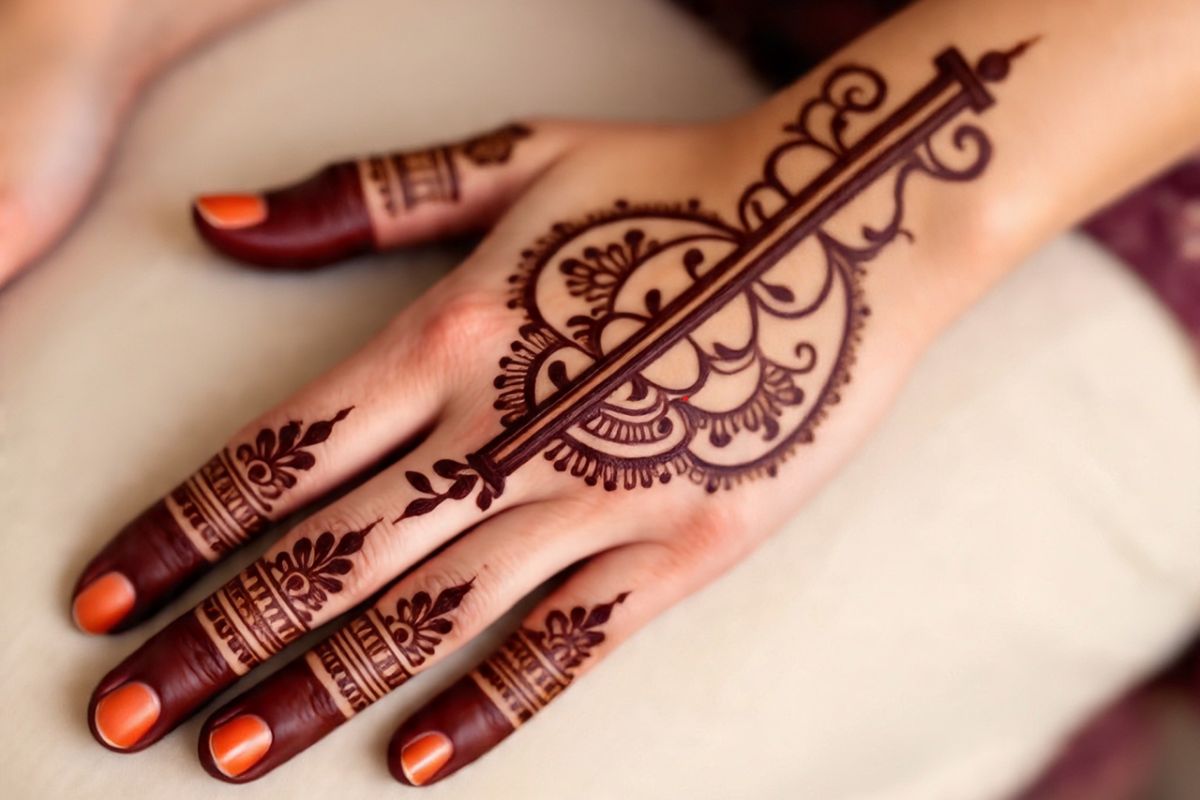 Janmashtami Simple Mehndi Designs: जन्माष्टमी पर राधा-कृष्ण की भक्ति का रंग चढ़ेगा हाथों में, ट्रेंड में हैं ये आसान मेहंदी डिजाइंस 3 Flute Pattern Mehndi Design
