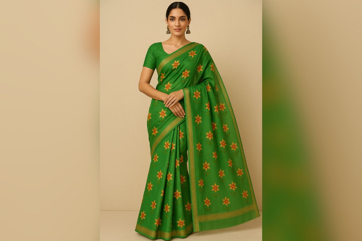 Raksha Bandhan Saree Design: रक्षाबंधन पर अपनाएं ये एलिगेंट साड़ी लुक्स, इन आइडियाज को करें ट्राई 5 Green Saree 1