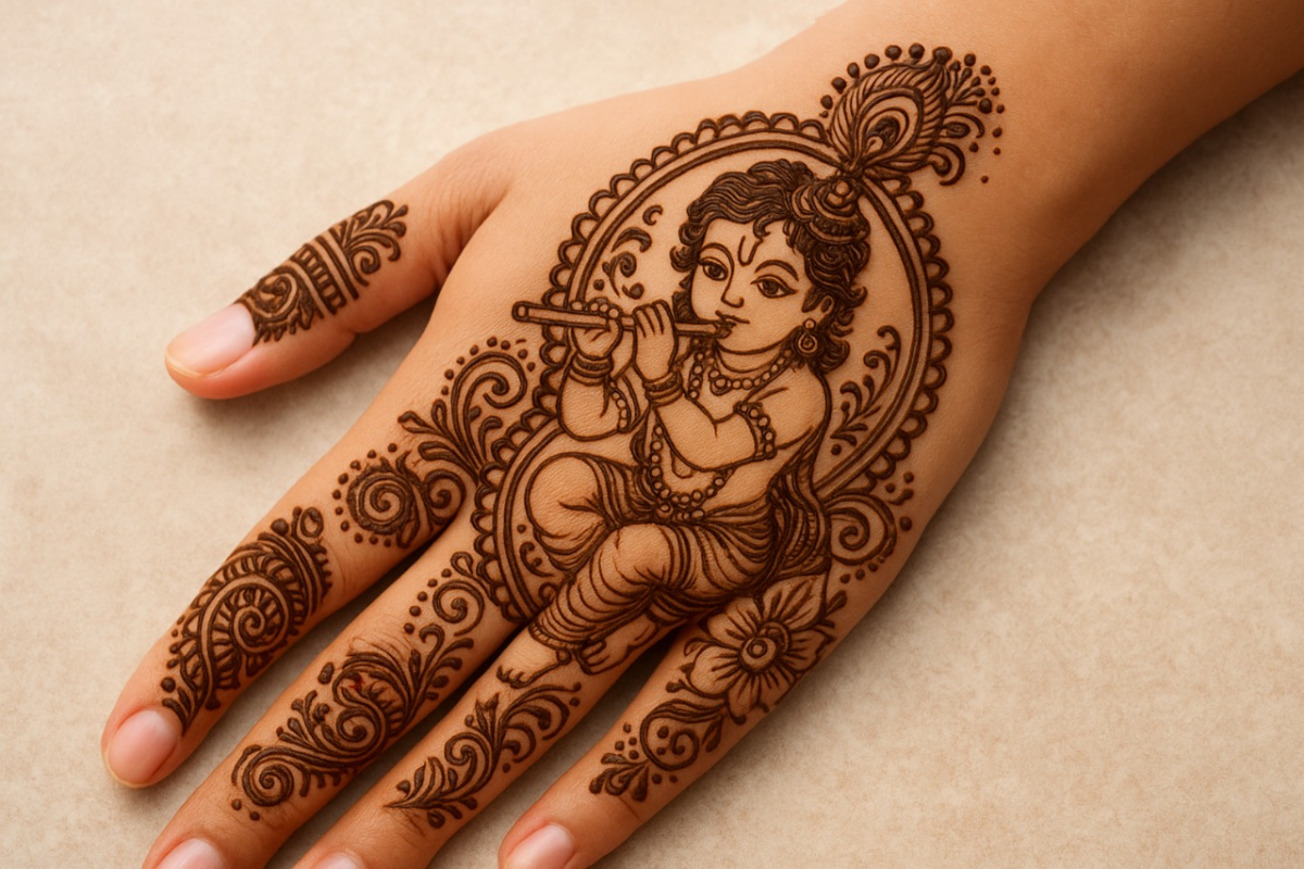 Ai Janmashtami Mehndi Design: 5 मिनट में हाथों पर लगाएं कान्हा वाली मेहंदी डिजाइन, हाथ दिखेंगे खूबसूरत 2 Image 218