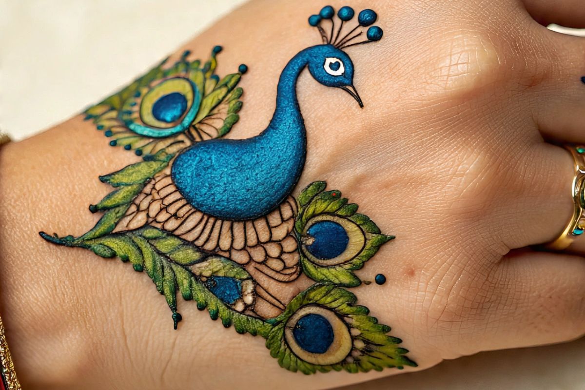 Janmashtami Simple Mehndi Designs: जन्माष्टमी पर राधा-कृष्ण की भक्ति का रंग चढ़ेगा हाथों में, ट्रेंड में हैं ये आसान मेहंदी डिजाइंस 2 Mor Pankh Mehndi Design Simple