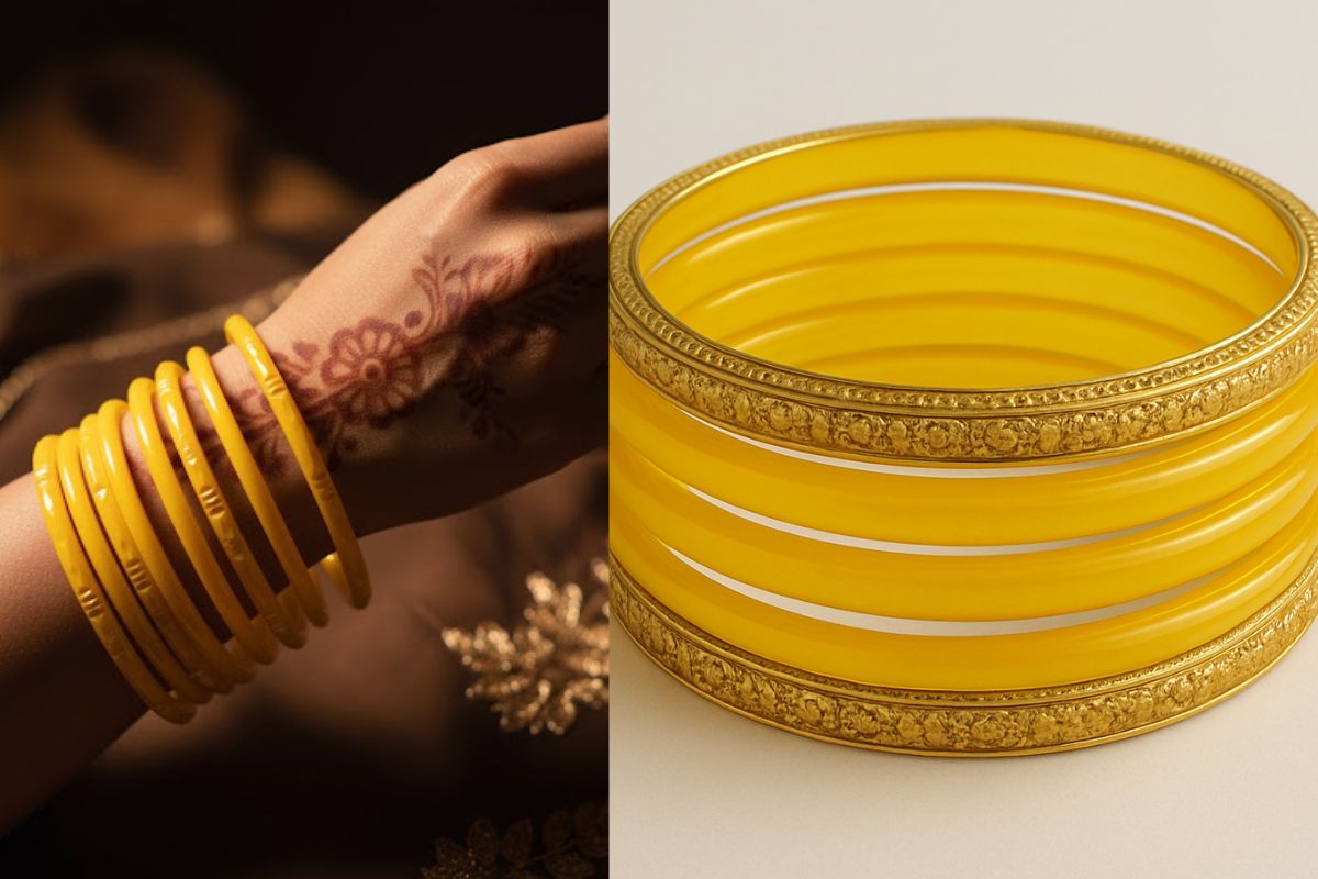 Yellow Bangle Design Ideas: शादी या पार्टी फंक्शन में ये खूबसूरत पीली चूड़ियां हाथों में खूब जचेंगी, आप भी जरूर करें ट्राई 1 Simple Yellow Bangle